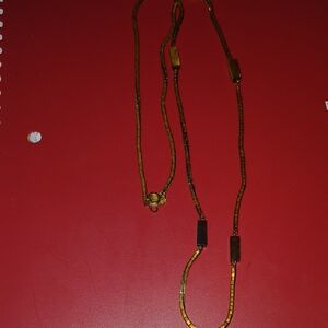 tigers eye  Beaded gold Necklace